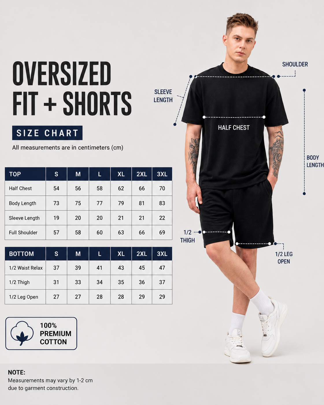 Mens Co-Ords Set with  Chest Print & Contrast Sleeve Black