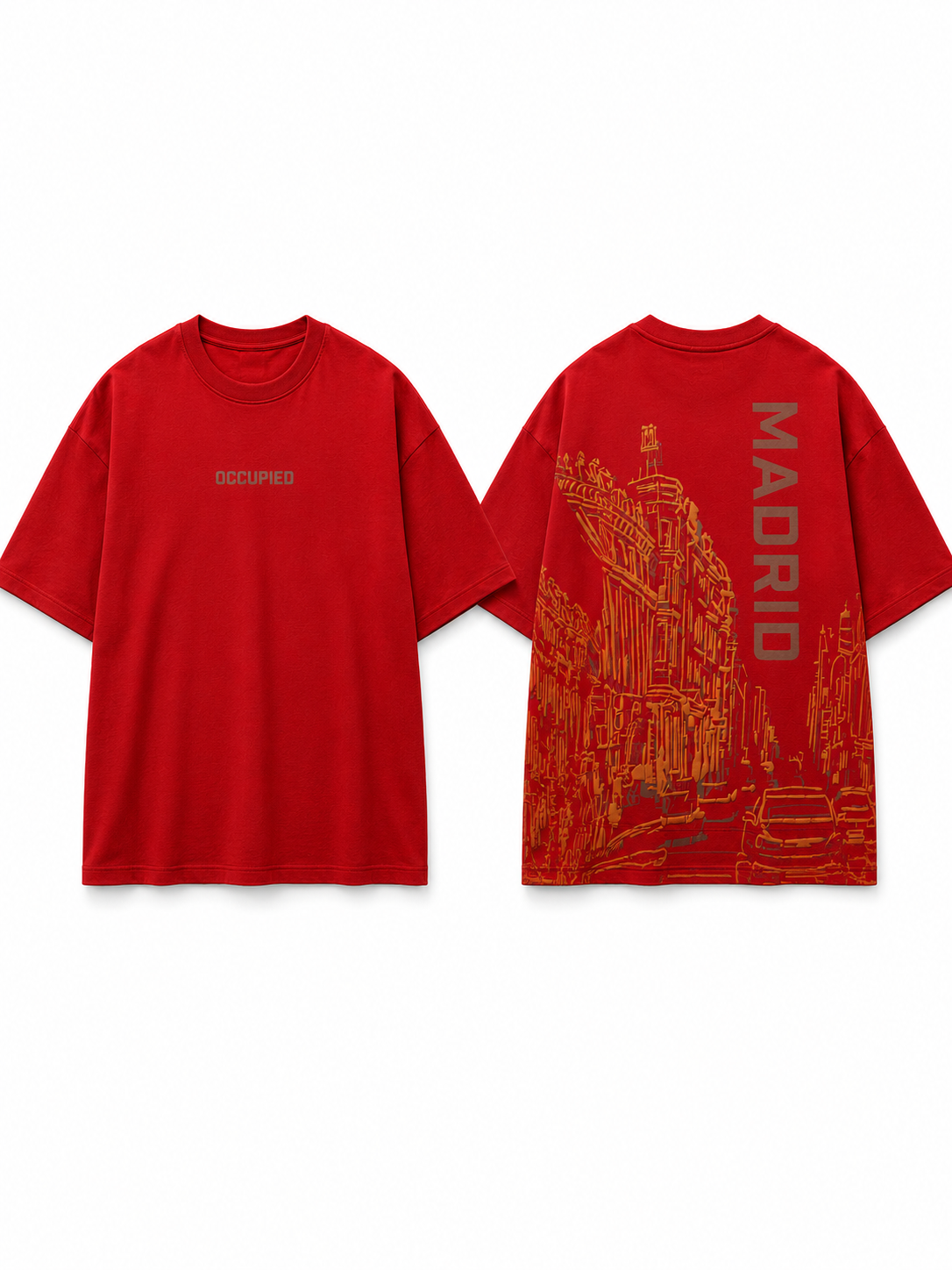 Mens Crew Neck Half Sleeve T-Shirt with Puff PrintRed