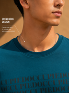 Mens Crew Neck Half Sleeve T-Shirt with and Silicon Chest Print & Badge Green