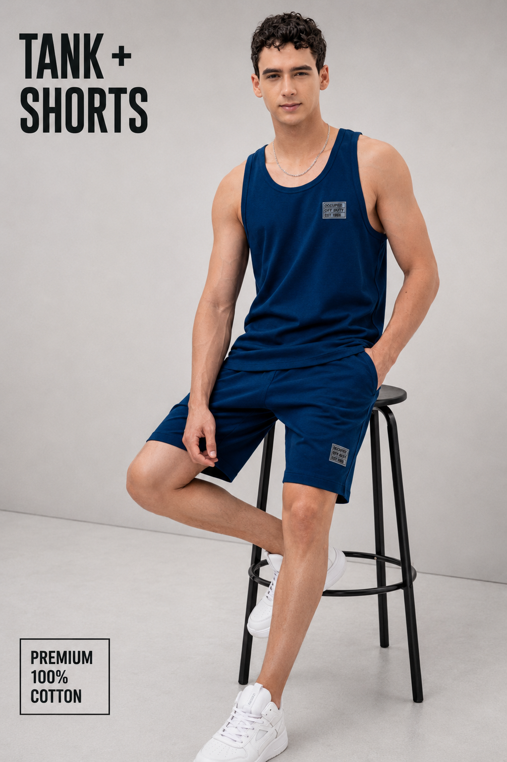 Mens Co-Ords Set with  Badge Navy
