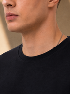Mens Crew Neck Half Sleeve T-Shirt with Chest Print Black