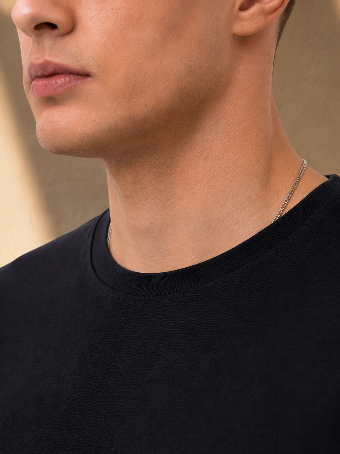 Mens Crew Neck Half Sleeve T-Shirt with Chest Print Black