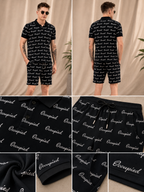 Mens Co-Ords Set with All Over Print Black