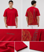Mens Crew Neck Half Sleeve T-Shirt with Puff PrintRed