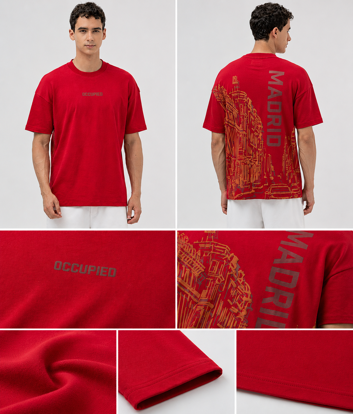 Mens Crew Neck Half Sleeve T-Shirt with Puff PrintRed