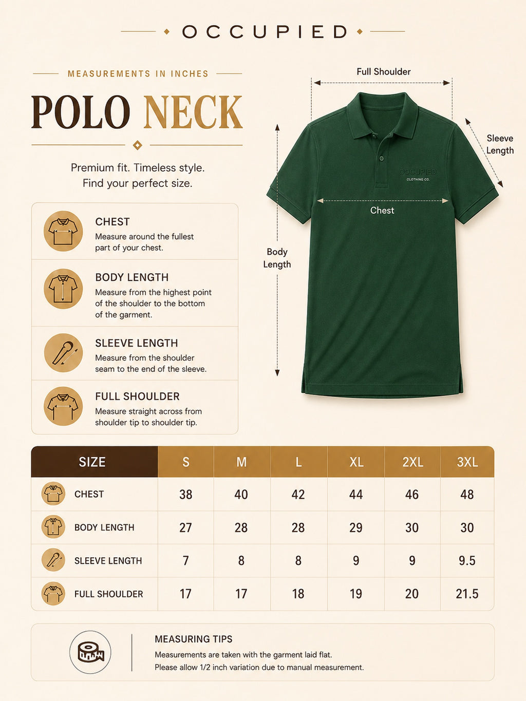 Mens Polo Neck Half Sleeve T-Shirt with Chest PrintGreen
