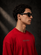 Mens Crew Neck Half Sleeve T-Shirt with Puff PrintRed