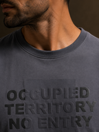 Mens Crew Neck Half Sleeve T-Shirt with Chest Print & Puff Effect Stone Blue