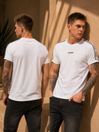 Mens Crew Neck Half Sleeve T-Shirt with  Chest Print White