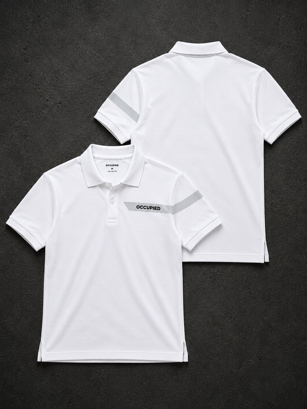 Mens Polo Neck Half Sleeve T-Shirt with Open Placket & HD Badge White
