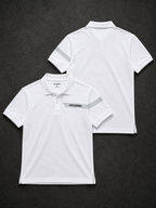 Mens Polo Neck Half Sleeve T-Shirt with Open Placket & HD Badge White