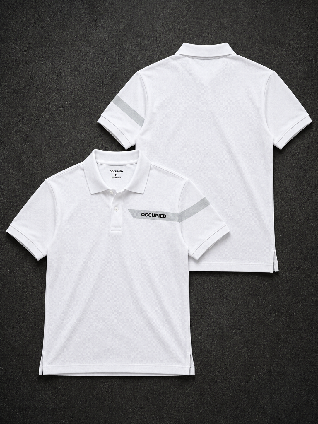 Mens Polo Neck Half Sleeve T-Shirt with Open Placket & HD Badge White