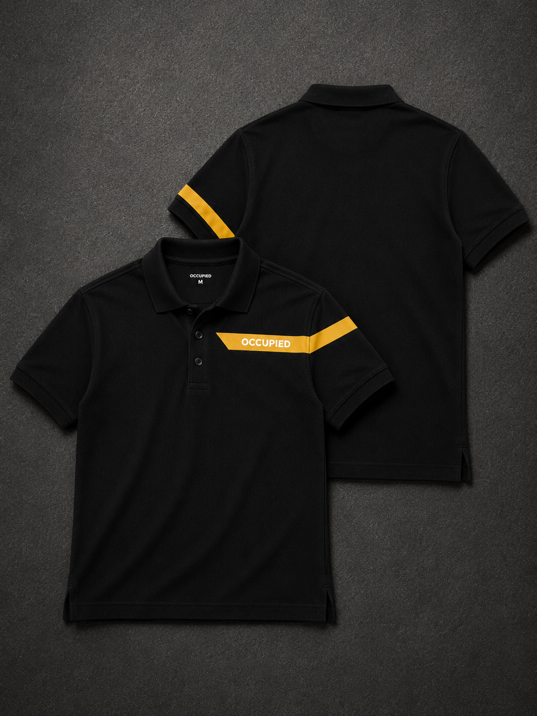 Mens Polo Neck Half Sleeve T-Shirt with Open Placket & HD Badge Black