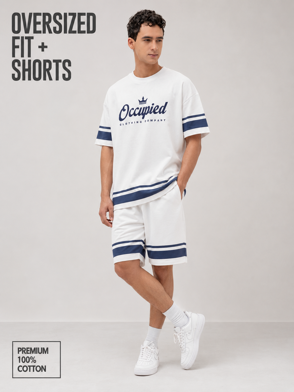 CHEST PRINT WITH  AND CONTRAST SLEEVE White
