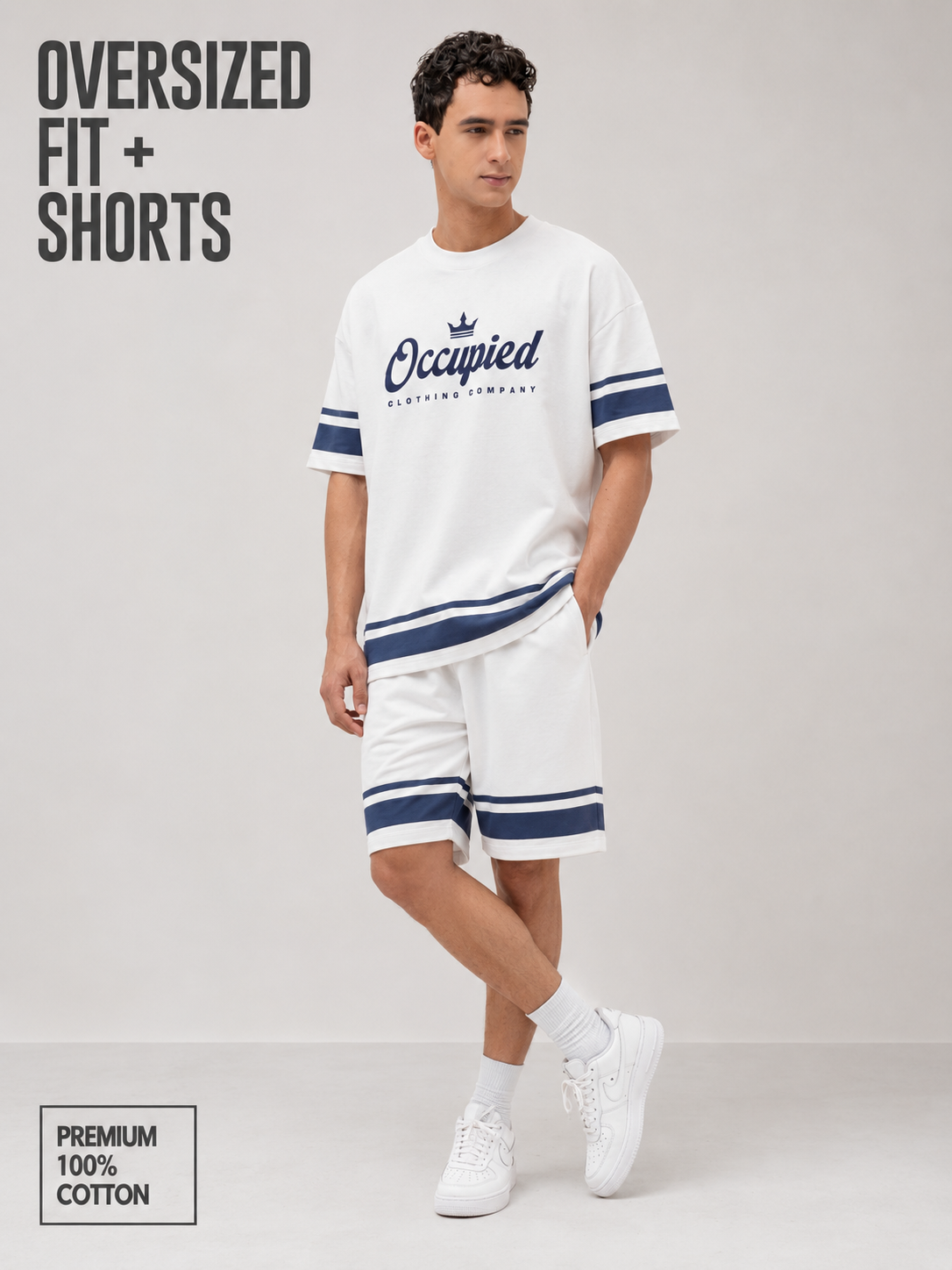 CHEST PRINT WITH  AND CONTRAST SLEEVE White
