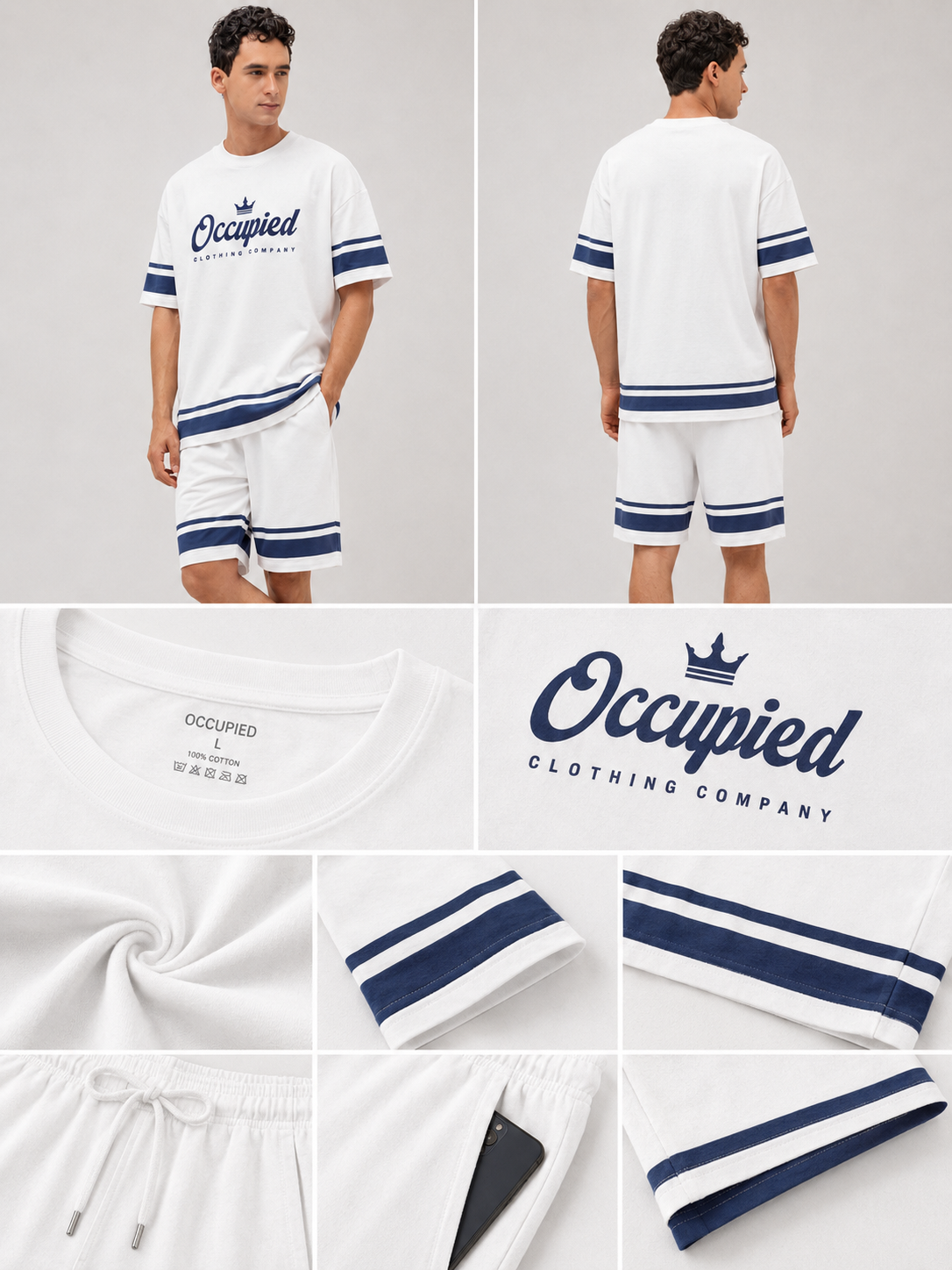 CHEST PRINT WITH  AND CONTRAST SLEEVE White