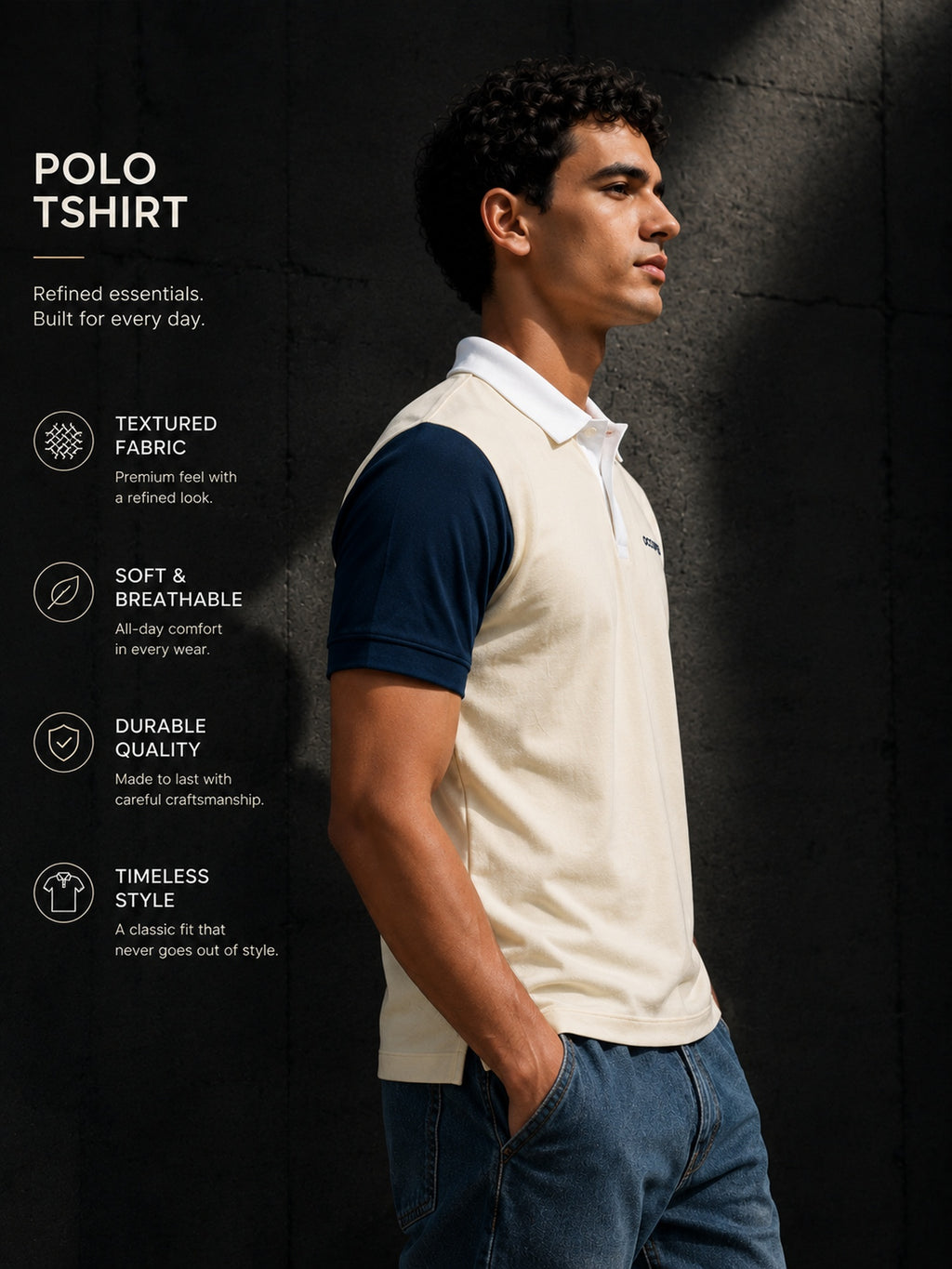 Mens Polo Neck Half Sleeve T-Shirt with Cut and Sew Contrast Sleeve Mint
