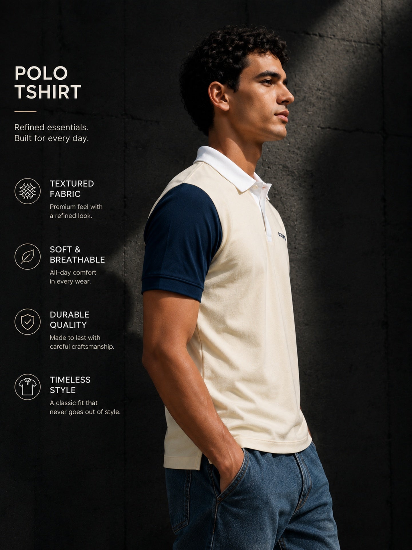 Mens Polo Neck Half Sleeve T-Shirt with Cut and Sew Contrast Sleeve Mint