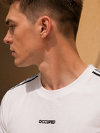 Mens Crew Neck Half Sleeve T-Shirt with  Chest Print White