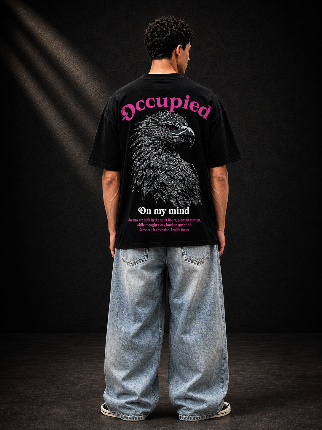 Mens Crew Neck Half Sleeve T-Shirt with Puff Print Black