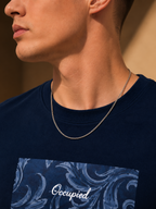 Mens Crew Neck Half Sleeve T-Shirt with  Chest Print Navy Blue