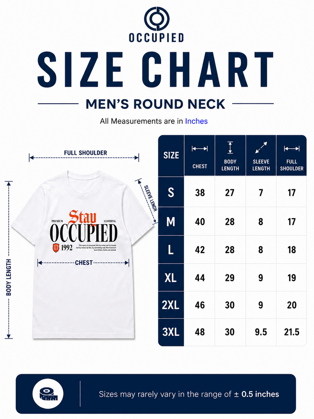 Mens Crew Neck Half Sleeve T-Shirt with Chest Print & Puff Effect White