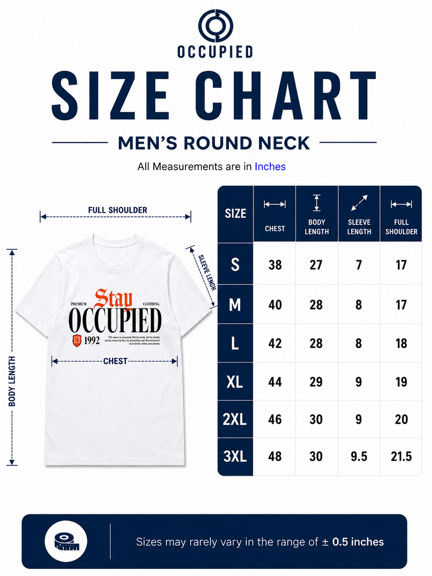 Mens Crew Neck Half Sleeve T-Shirt with Chest Print & Puff Effect White