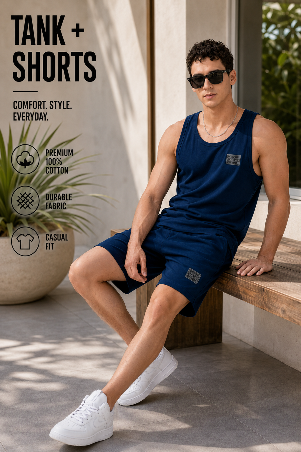 Mens Co-Ords Set with  Badge Navy