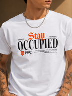 Mens Crew Neck Half Sleeve T-Shirt with Chest Print & Puff Effect White