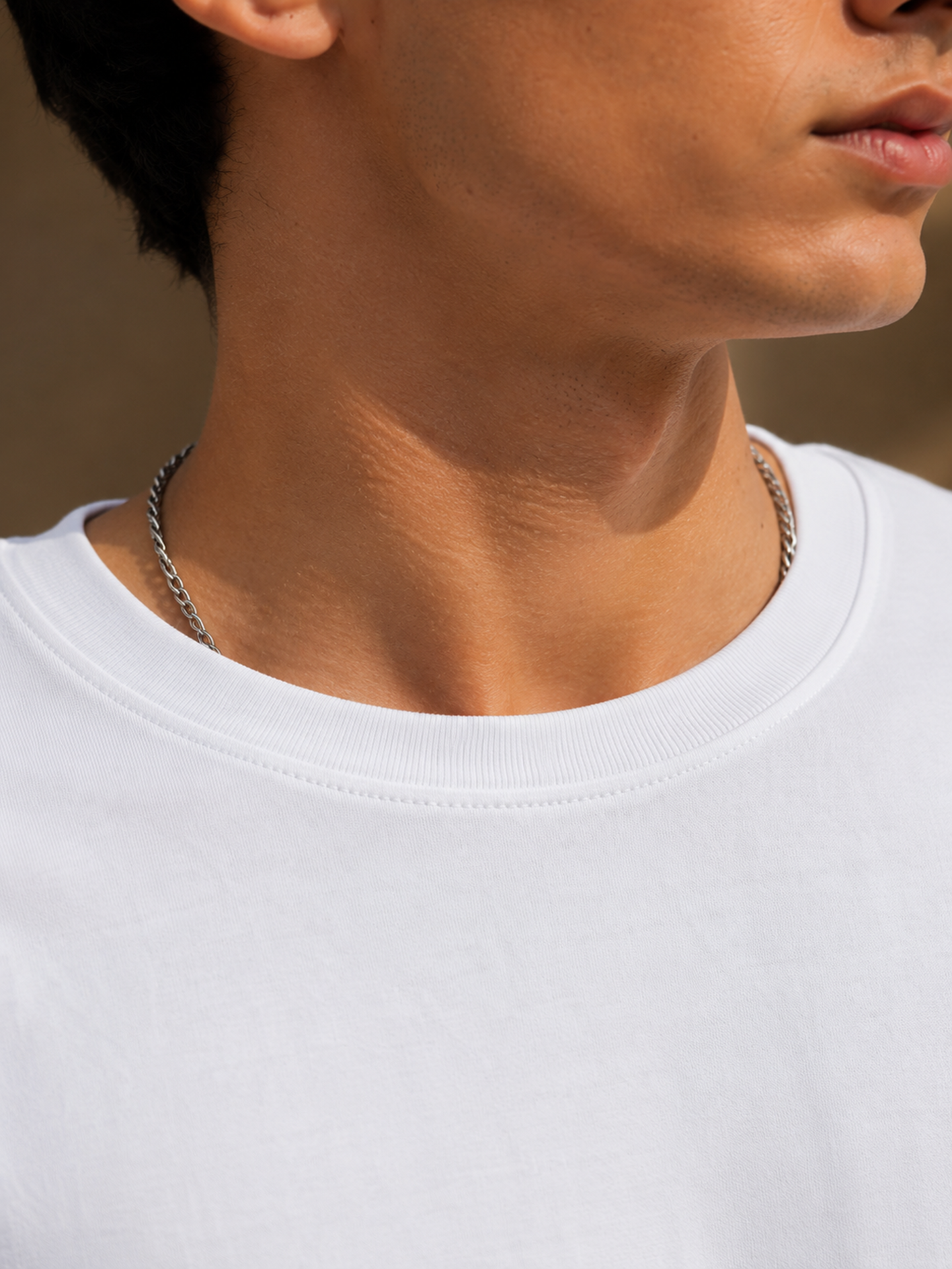 Mens Crew Neck Half Sleeve T-Shirt with Chest Print & Puff Effect White