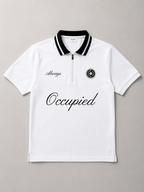Mens Polo Neck Half Sleeve T-Shirt with Chest Embroidery & Badge White
