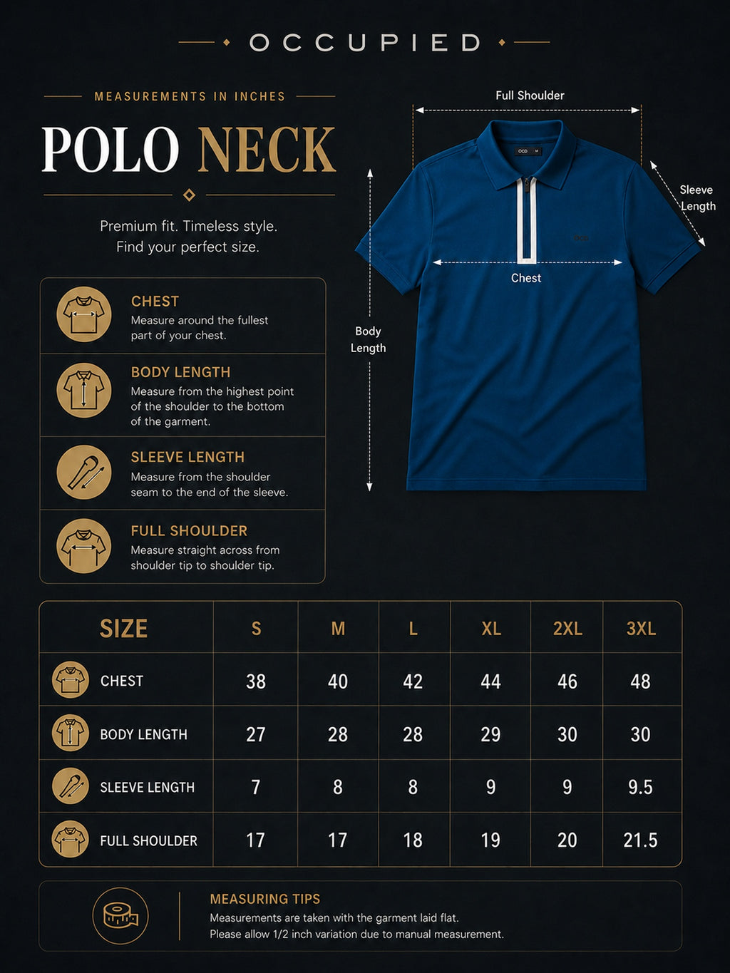 Mens Polo Neck Half Sleeve T-Shirt with  Print & Fused Collar & Placket Navy