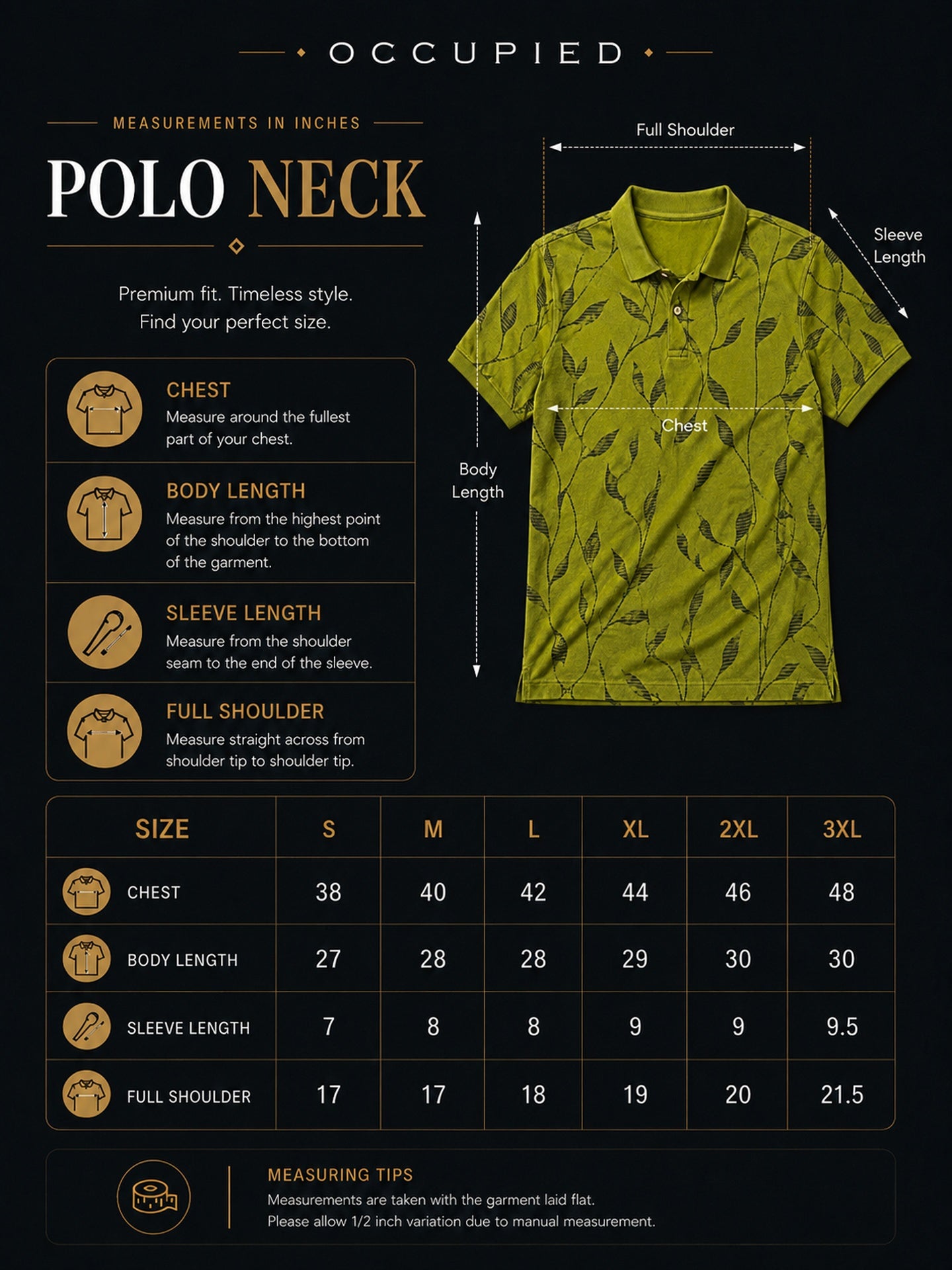 Mens Polo Neck Half Sleeve Printed T-Shirt with All Over Print Olive