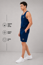 Mens Co-Ords Set with  Badge Navy