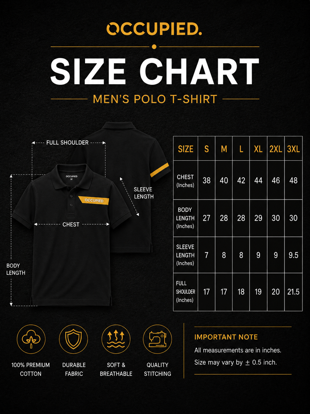 Mens Polo Neck Half Sleeve T-Shirt with Open Placket & HD Badge Black
