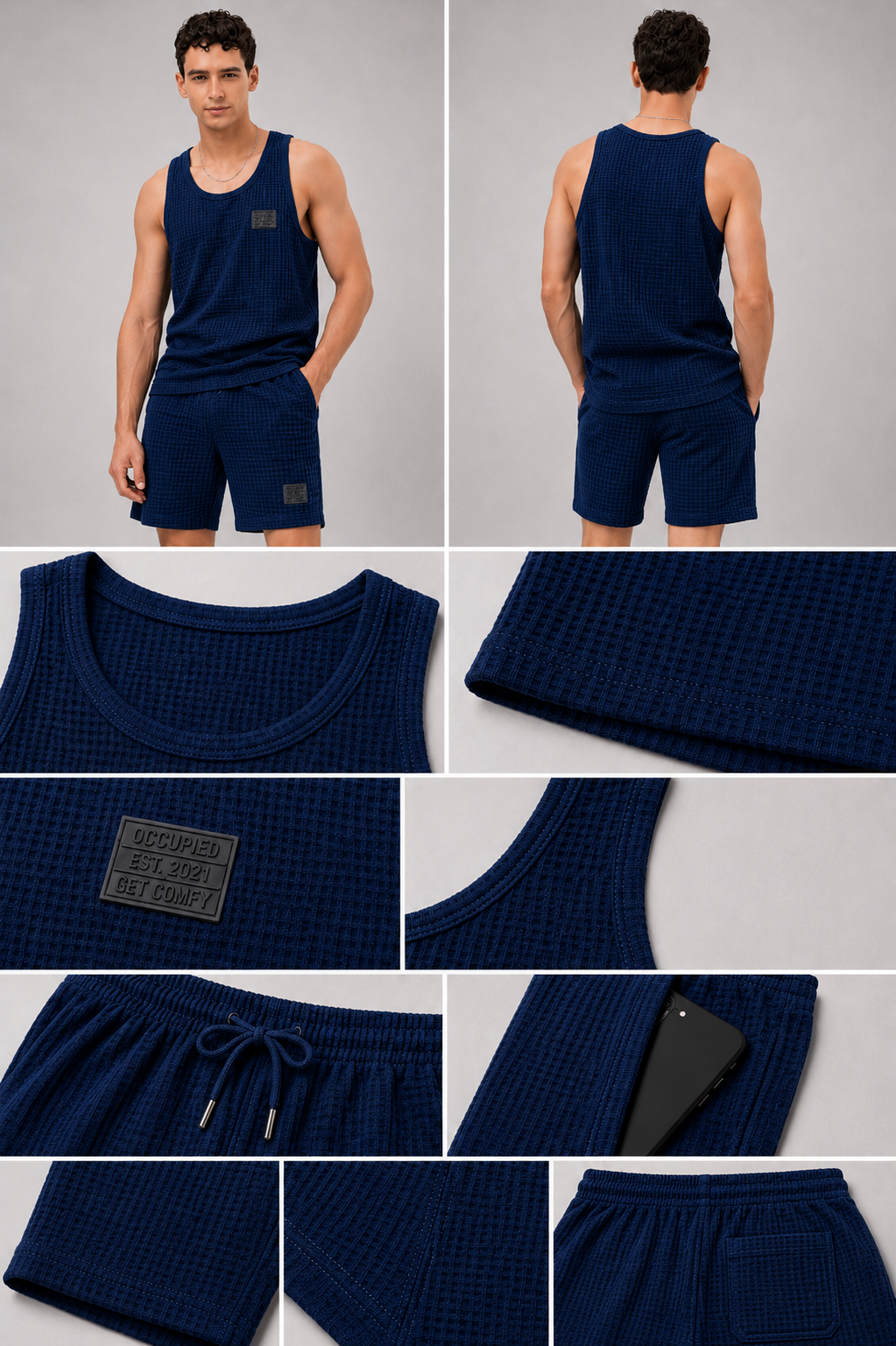 Mens Co-Ords Set with  Badge Navy
