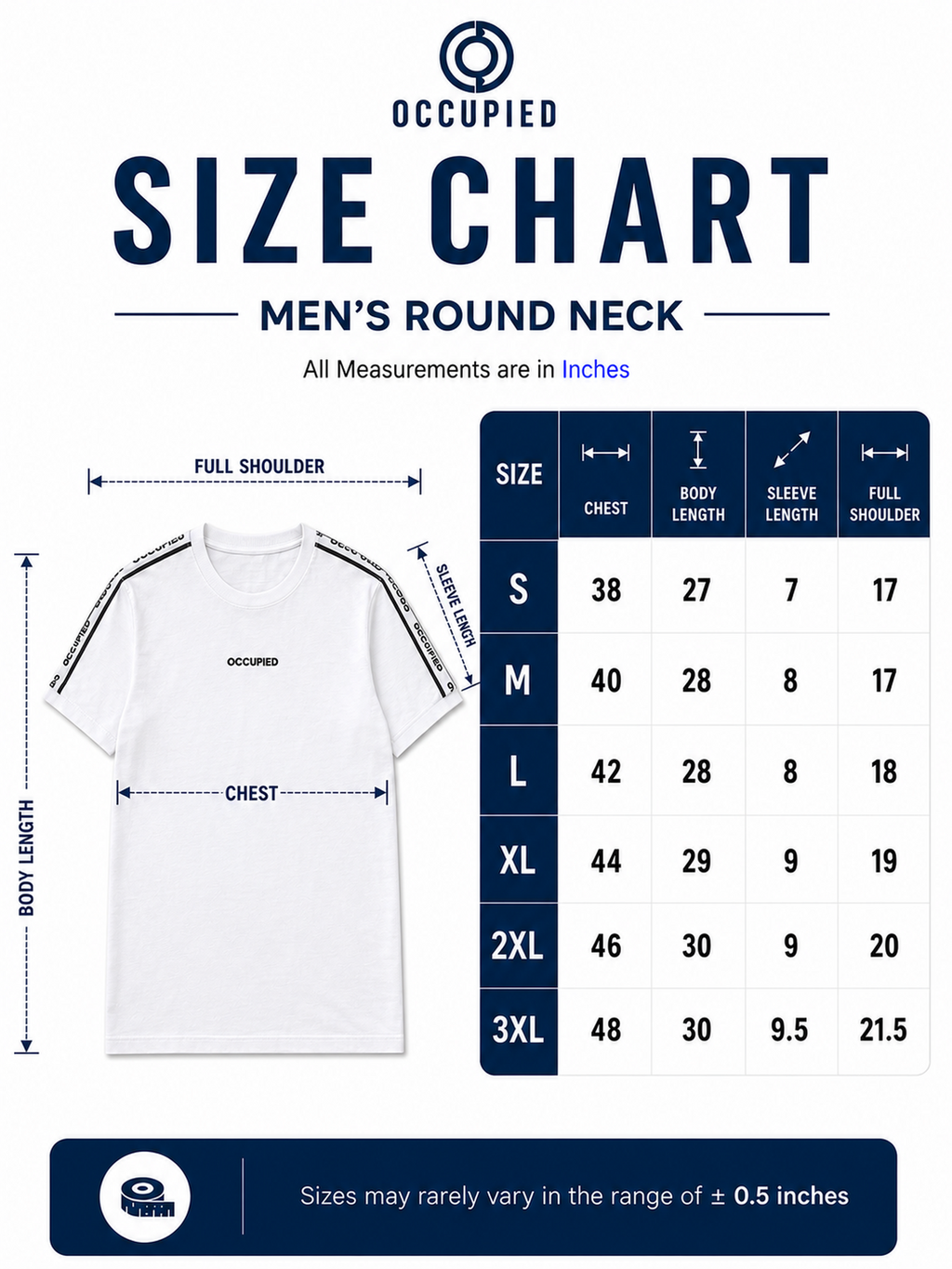 Mens Crew Neck Half Sleeve T-Shirt with  Chest Print White