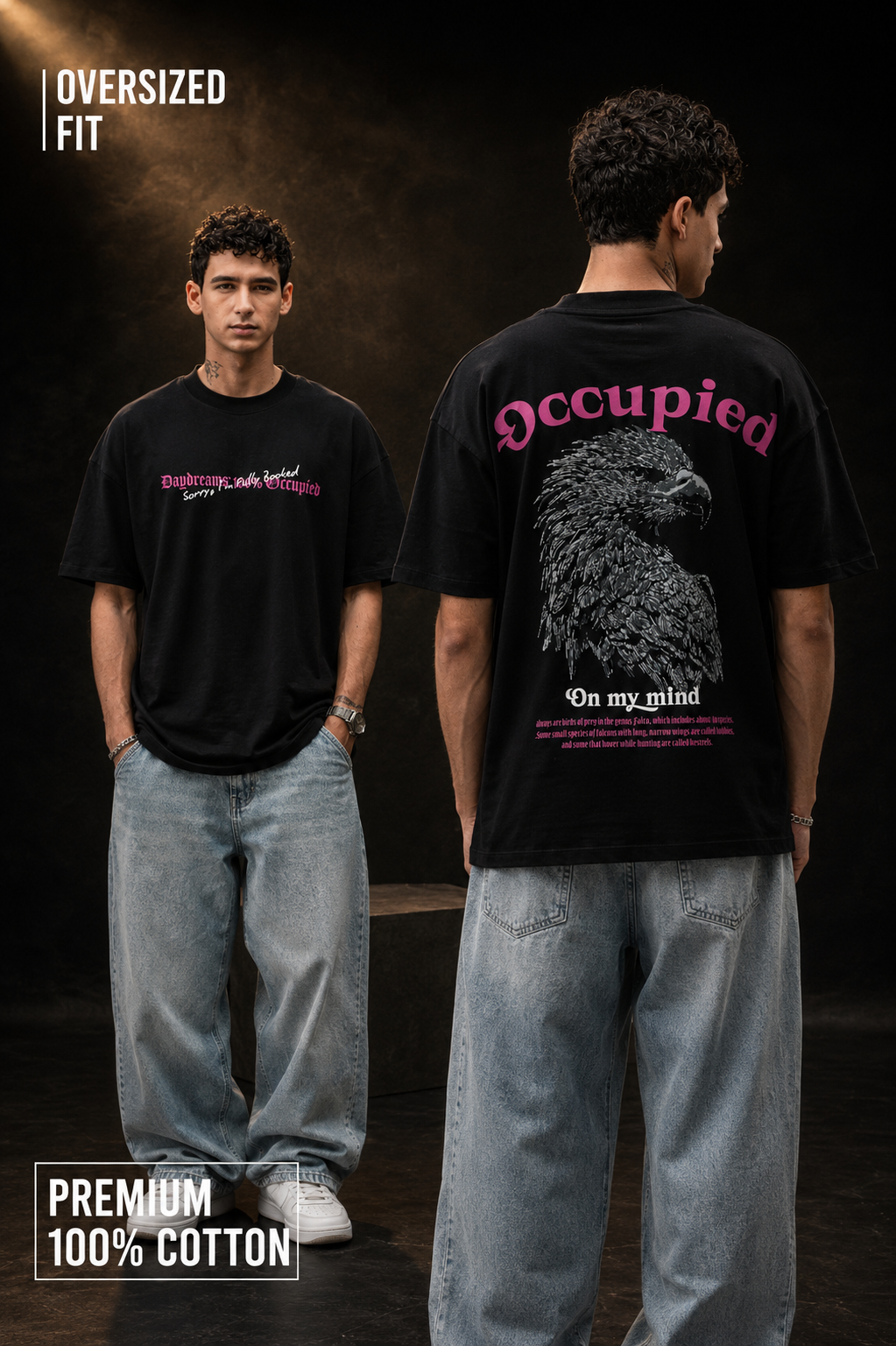 Mens Crew Neck Half Sleeve T-Shirt with Puff Print Black